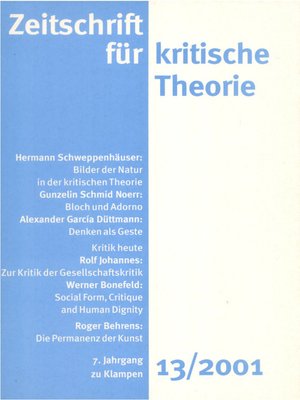 cover image of Zeitschrift für kritische Theorie / Zeitschrift für kritische Theorie, Heft 13